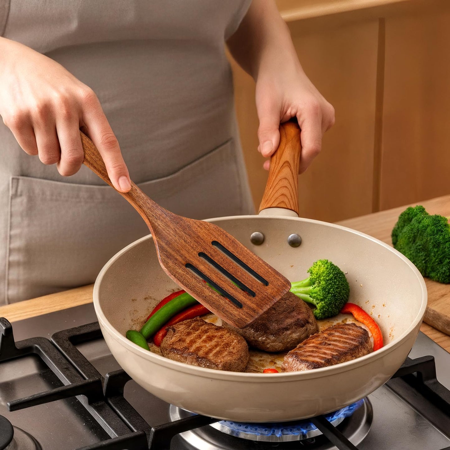 12 Pcs Nonstick Wooden Cooking Spoons