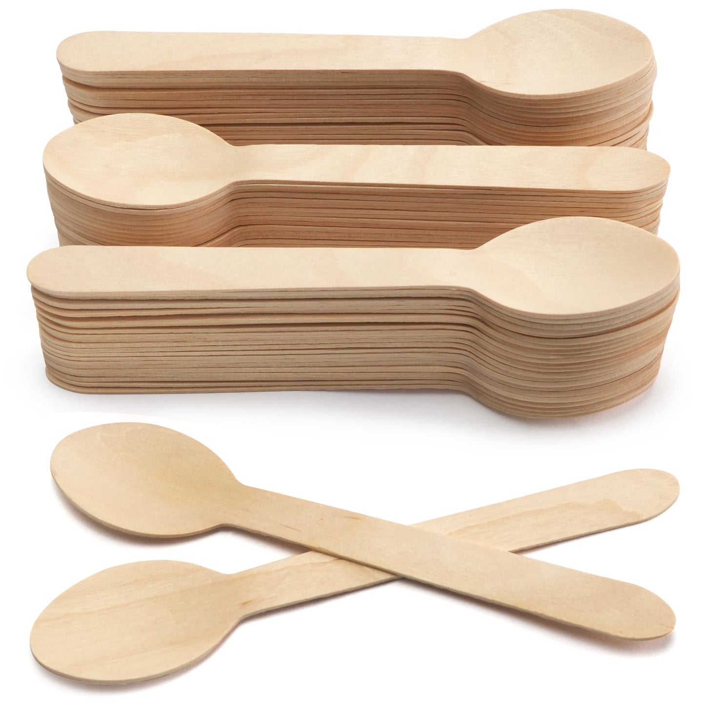 LotFancy Disposable Wooden Spoons, 100Pcs 6.25 inch