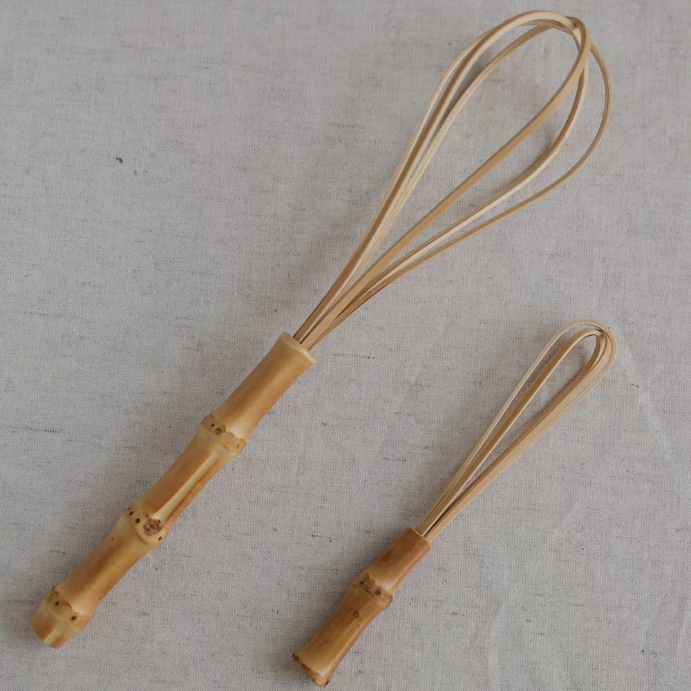 Handmade Wood Whisks for Cooking - 5.7In Natural Bamboo Whisk,
