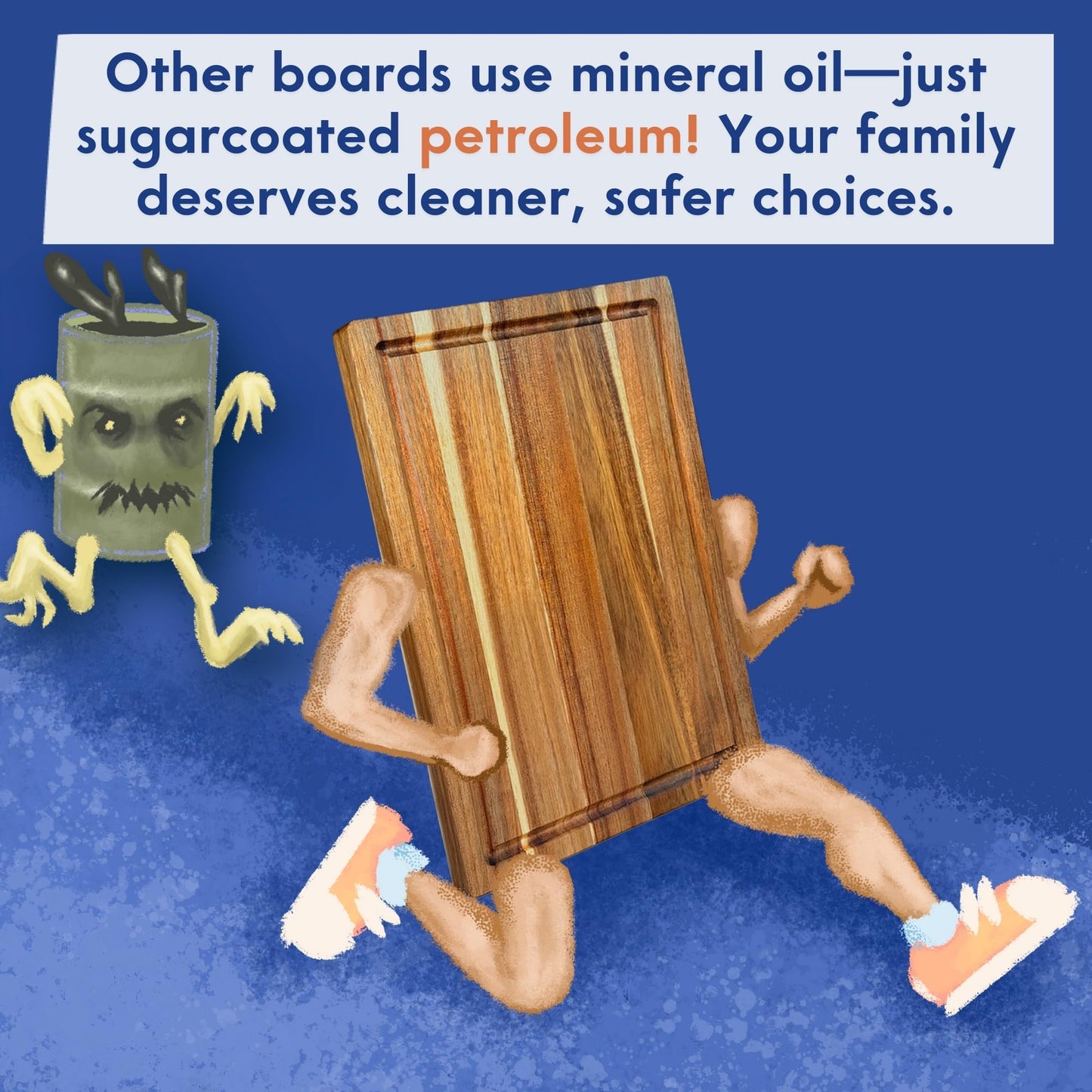 Non Toxic Wood Cutting Board - Conditioned with Natural Beeswax Flaxseed & Lemon Oil