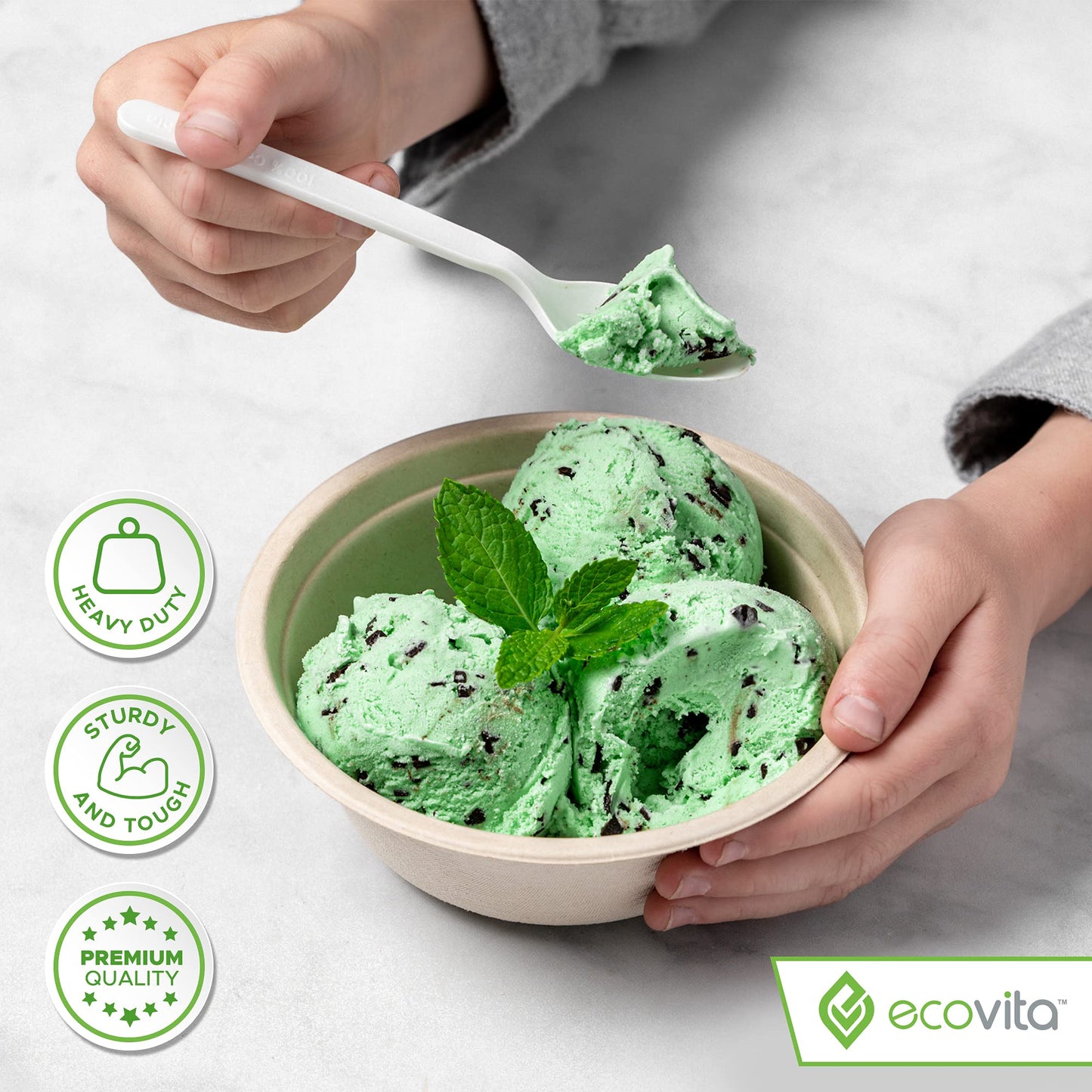 Ecovita 100% Compostable Paper Bowls [16 oz.] – 150 Disposable Bowls