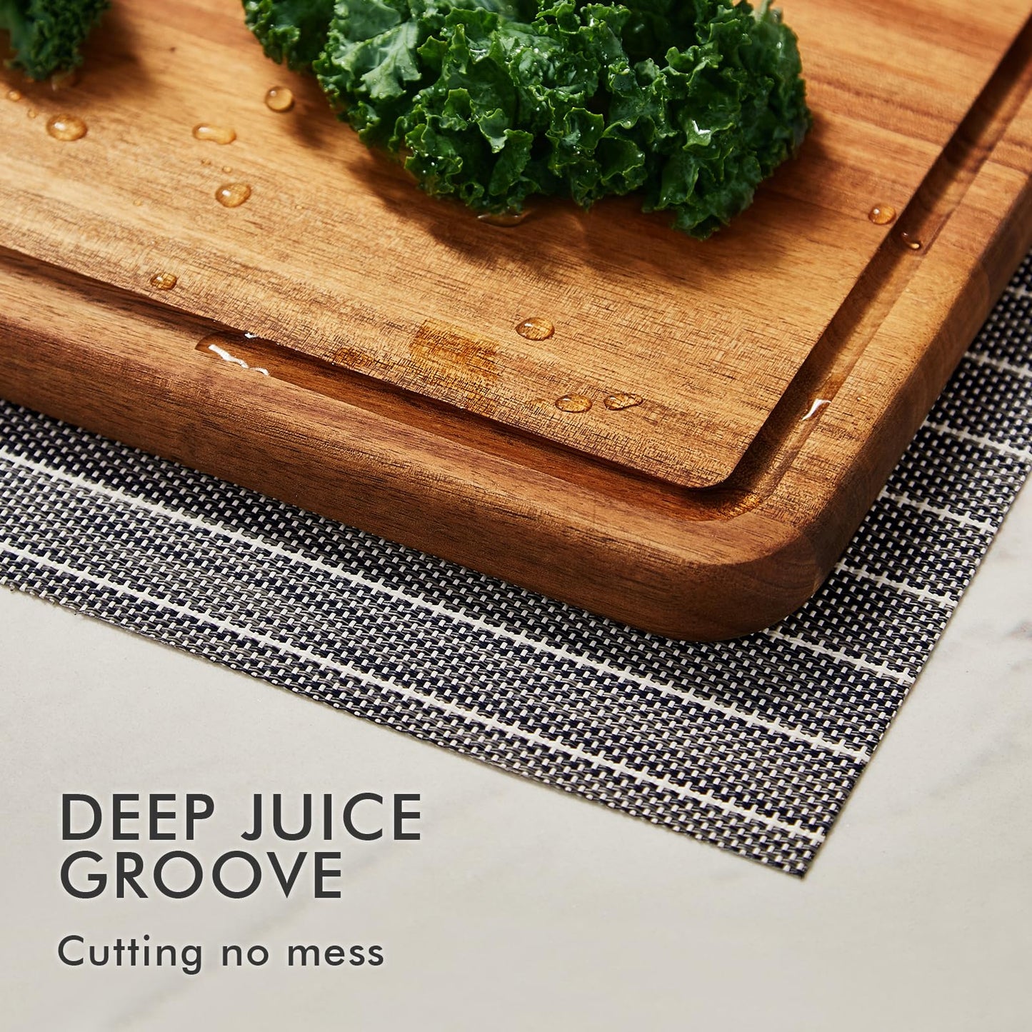 CHOSIN Wood Cutting Board, Acacia Chopping Board with Juice Groove - 16"x12"