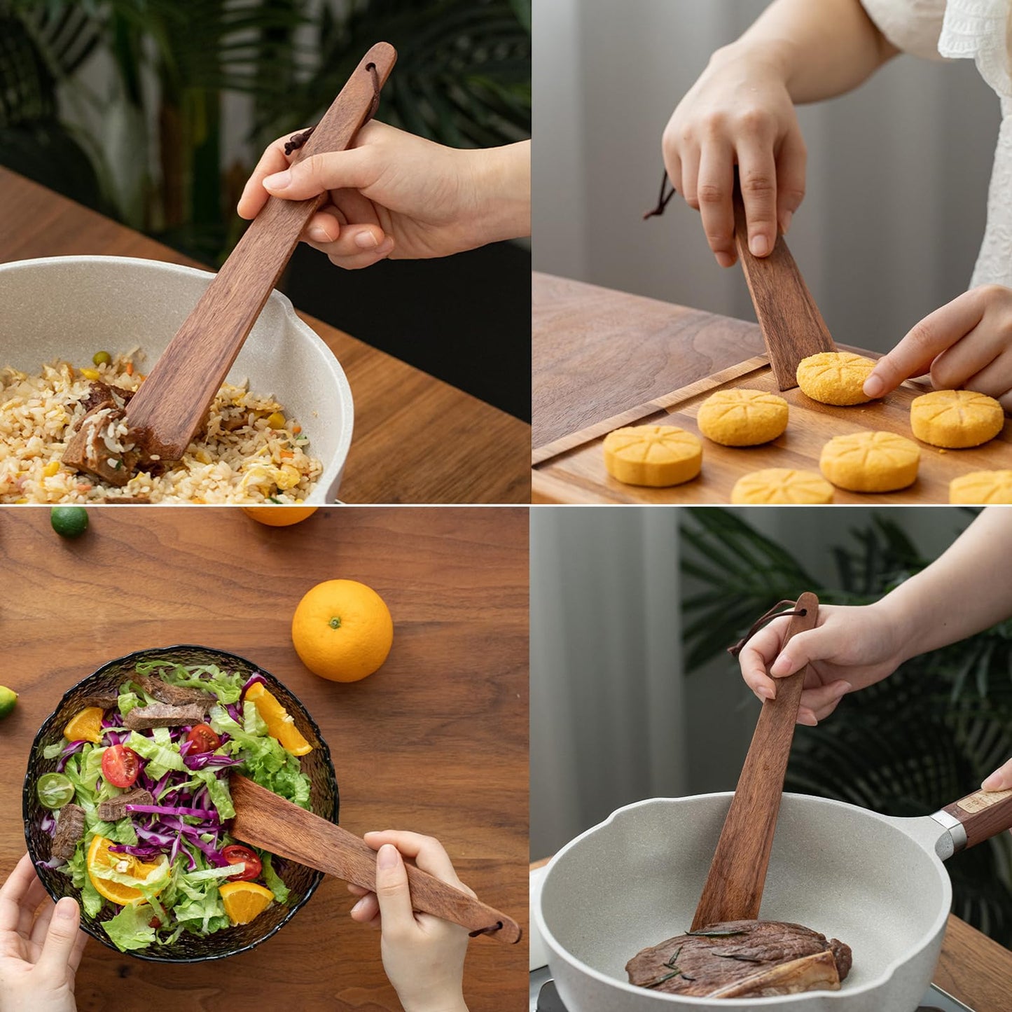 Essential Wooden Spatula Tong Set for Kitchens