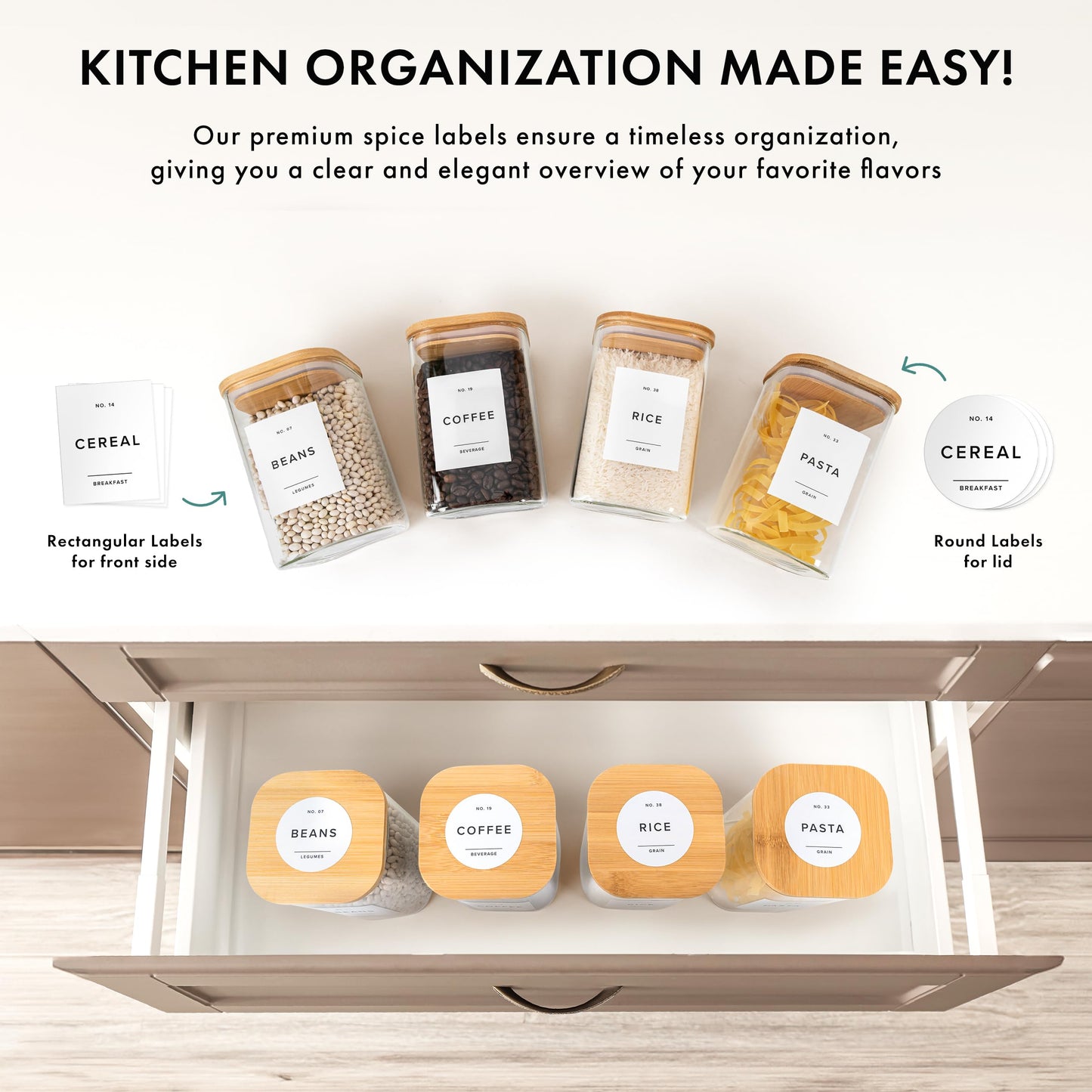 EDELHAUS Glass Storage Containers with Bamboo Lids