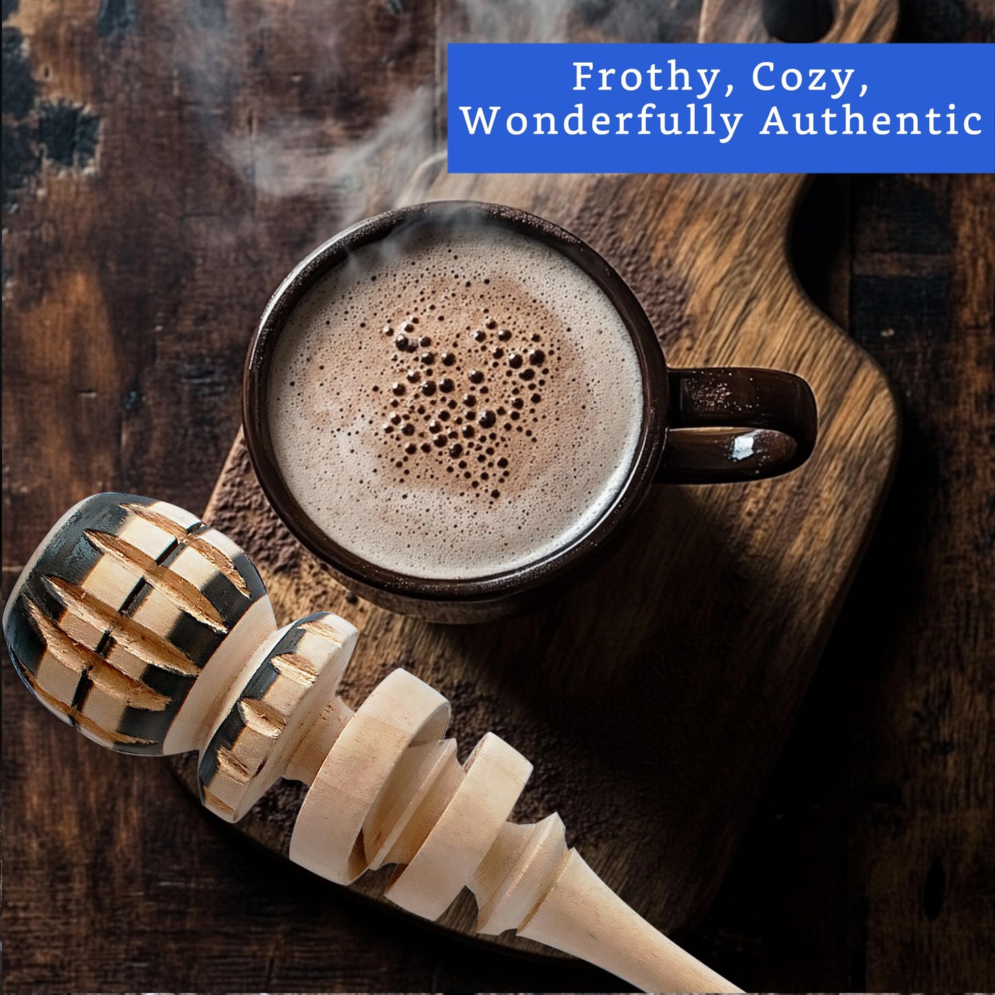 Authentic Artisanal Molinillo Hot Chocolate Frother - Handmade Wooden Whisk