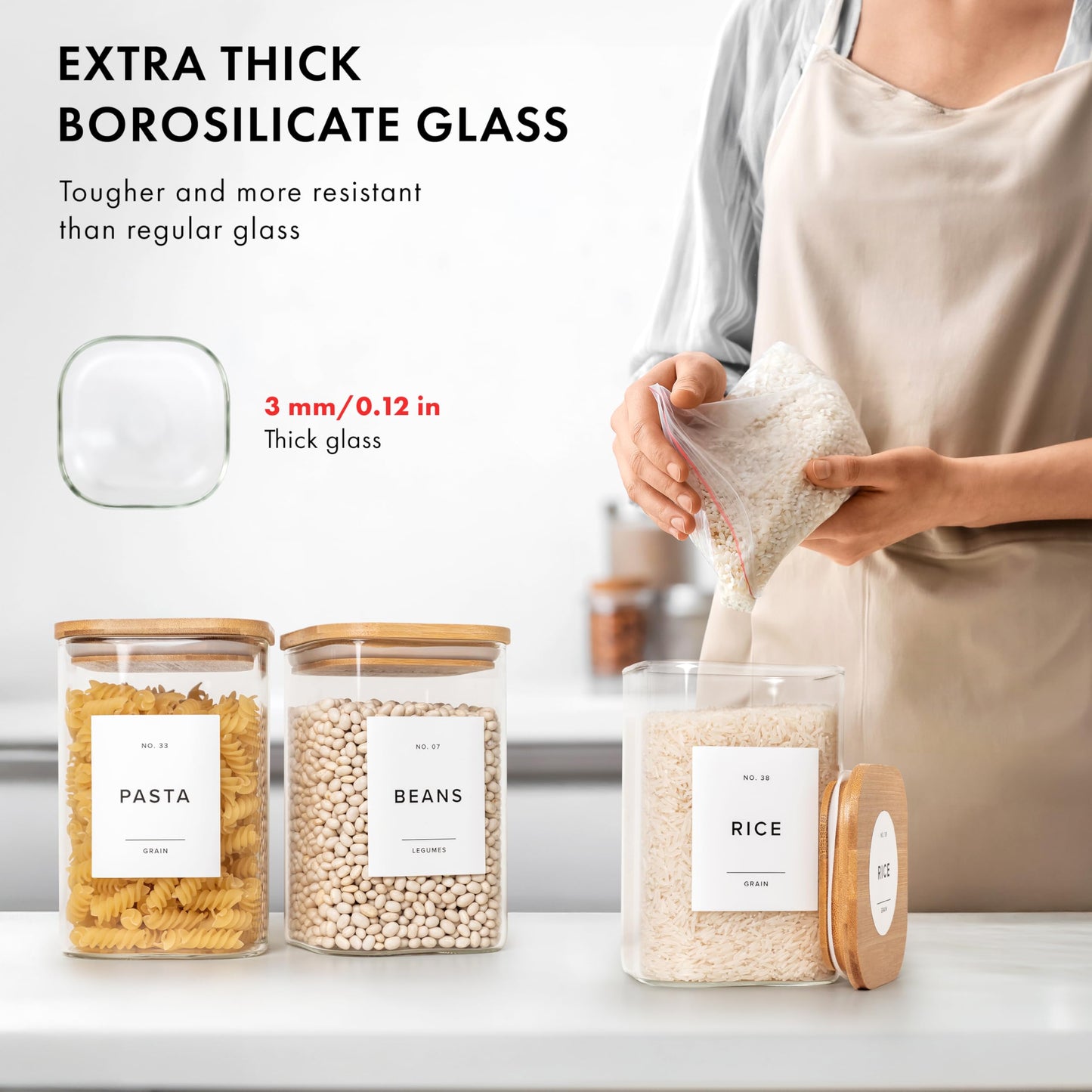 EDELHAUS Glass Storage Containers with Bamboo Lids
