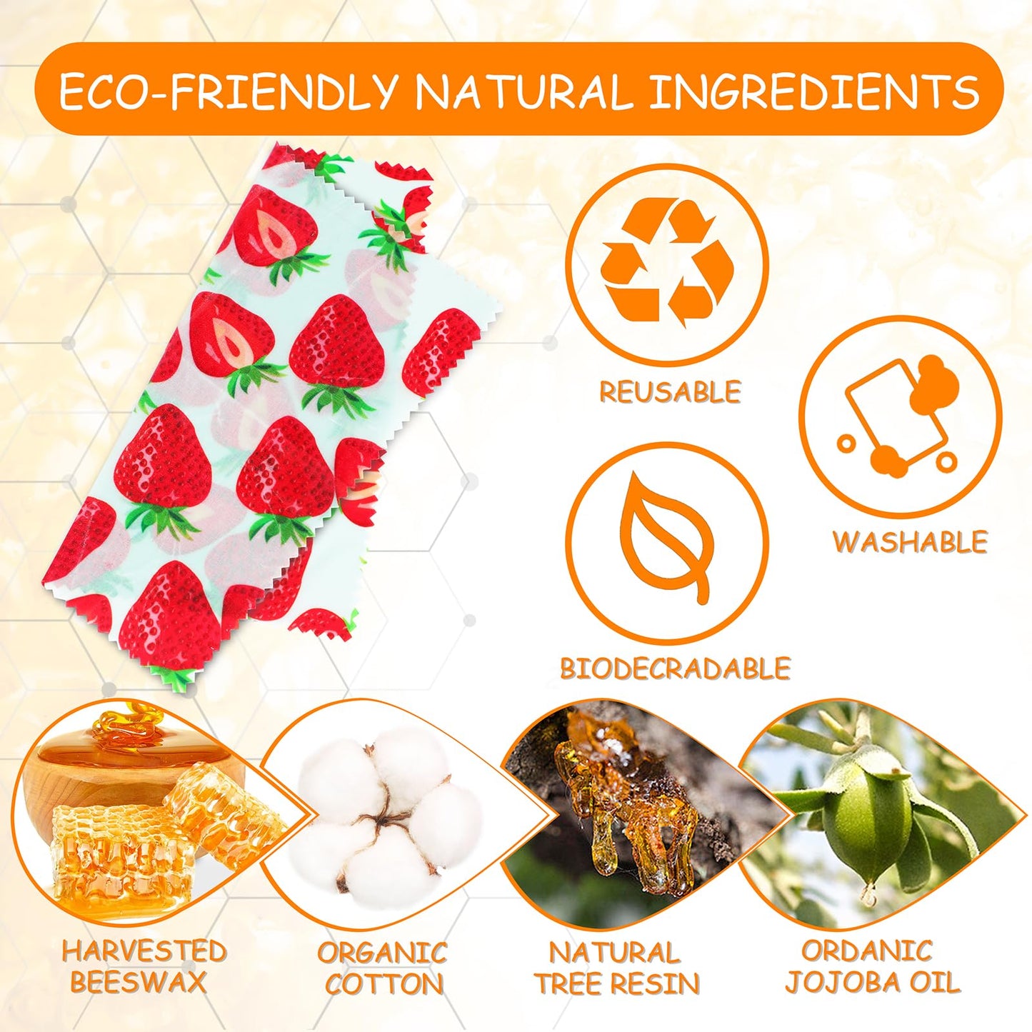 Reusable Beeswax Wrap, 11 Pack Eco-Friendly Beeswax Wraps For Food, Organic