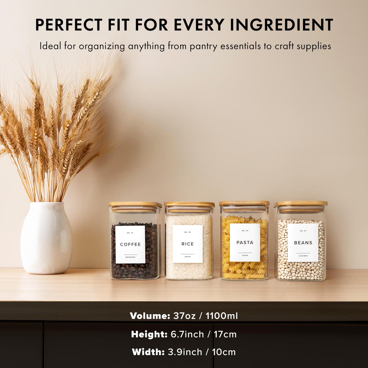 EDELHAUS Glass Storage Containers with Bamboo Lids