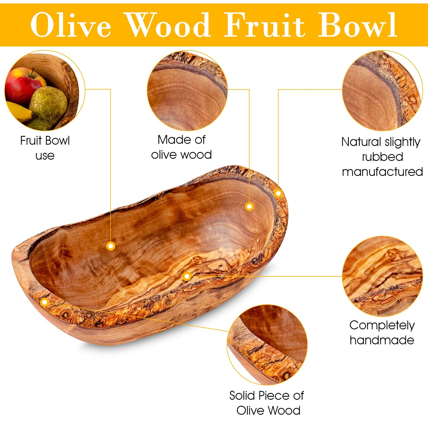 OLIVANERA Olive Wood Rustic Dipping Bowl 6 * 3 * 3 Inch