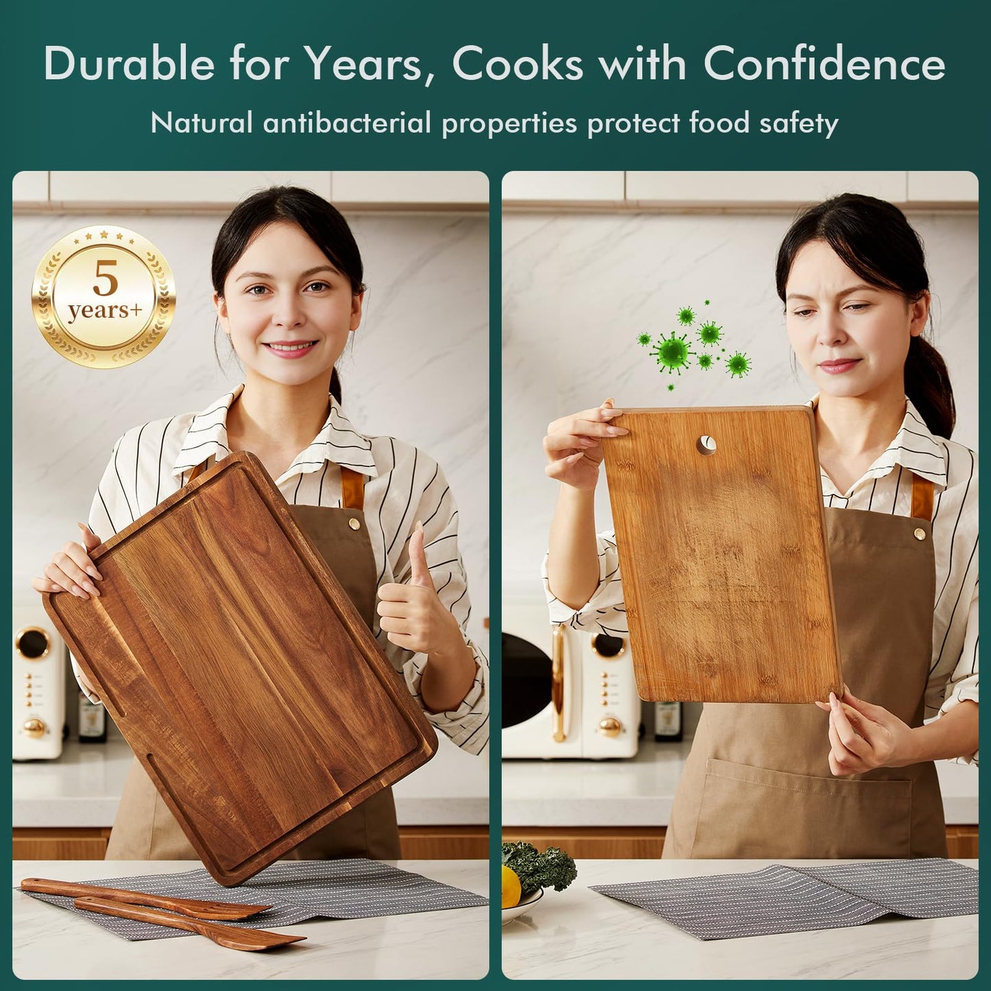 CHOSIN Wood Cutting Board, Acacia Chopping Board with Juice Groove - 16"x12"