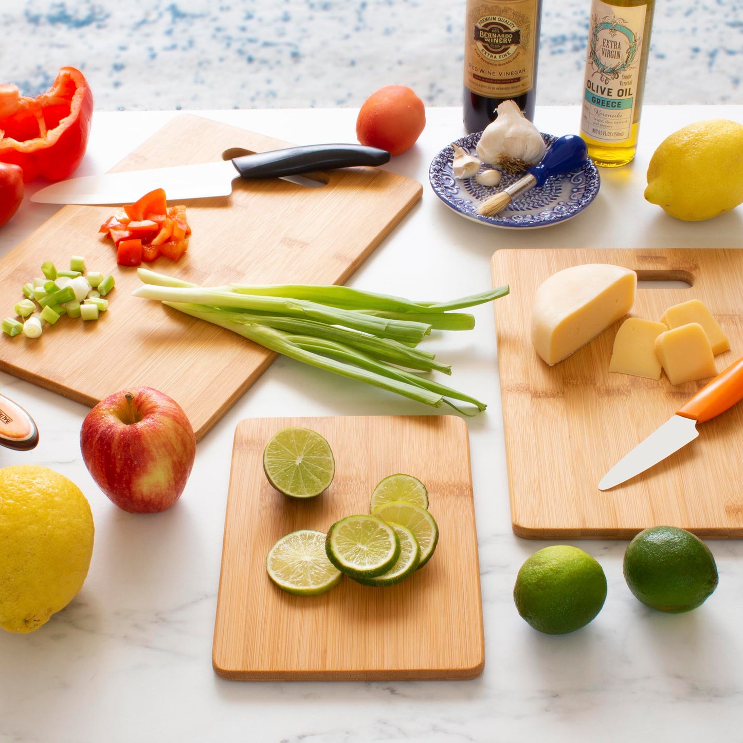 Totally Bamboo 3-Piece Bamboo Cutting Board Set – Reversible Kitchen for Chopping,