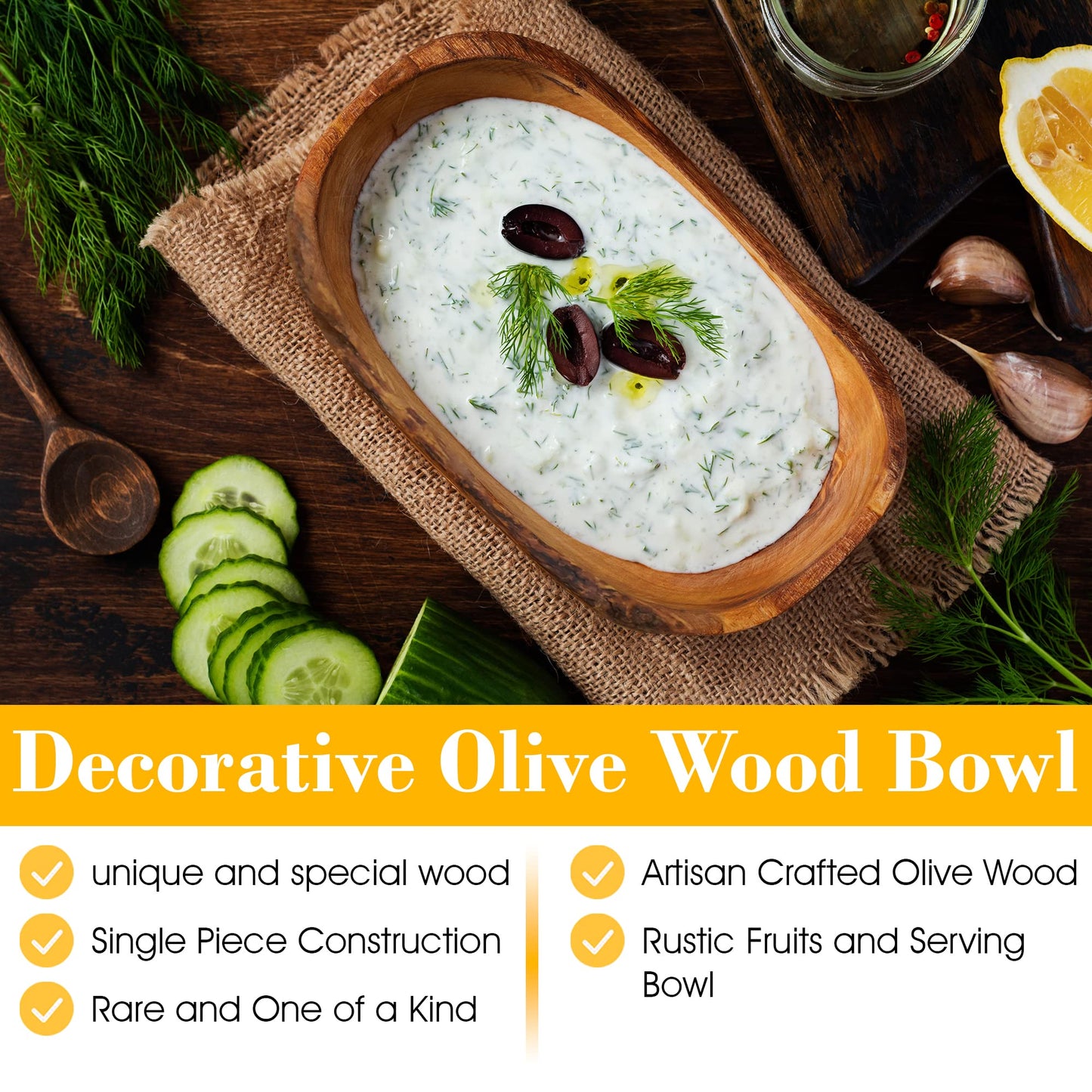 OLIVANERA Olive Wood Rustic Dipping Bowl 6 * 3 * 3 Inch