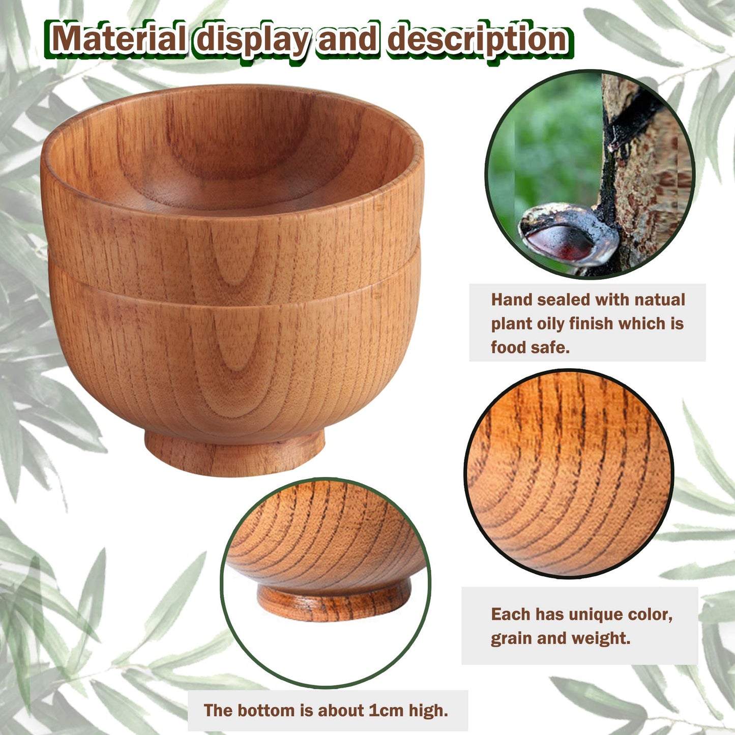 Originalidad Handmade Wood Bowls, Jujube Wooden Japanese Bowl with Matching Spoon for Rice, Soup, Dip, Salad, Tea, Decoration 4 Sets (4 Bowls 4.2 IN + 4 Spoons)