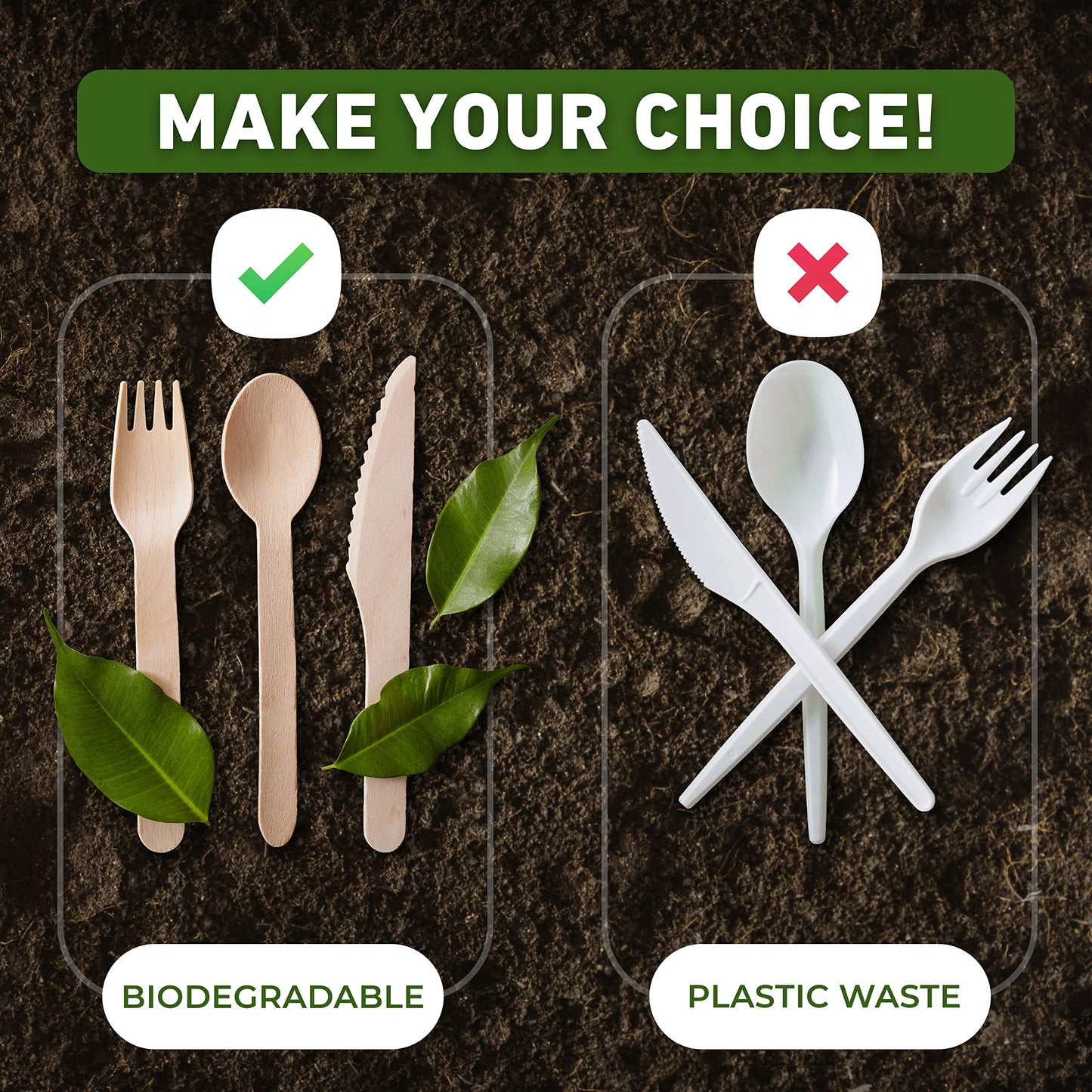 Disposable Wooden Spoon Set - 300 Count