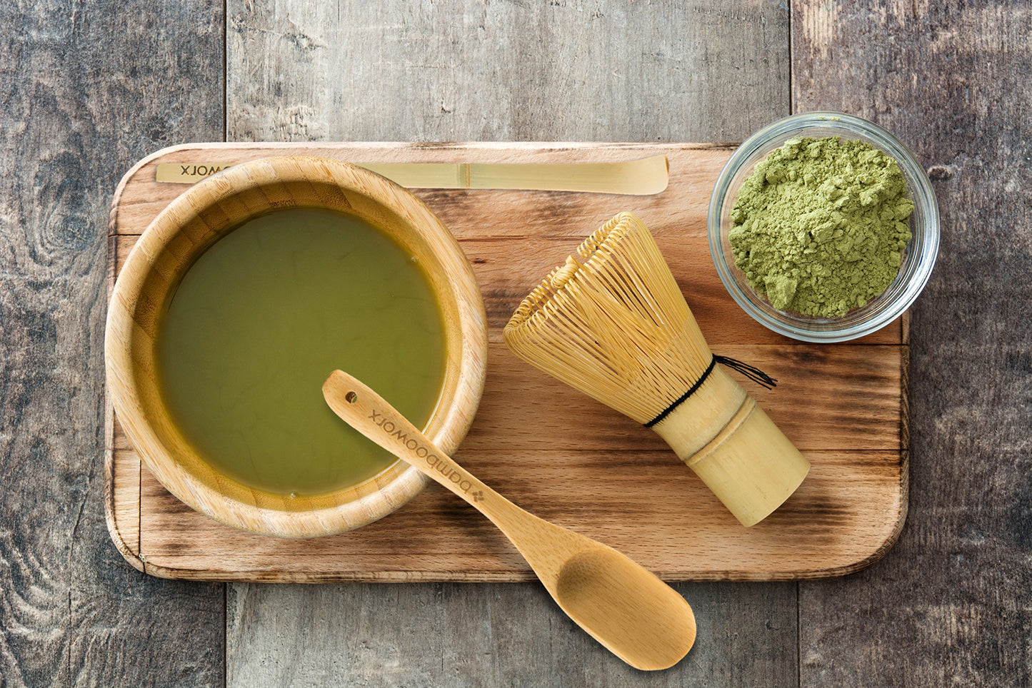 BambooWorx Matcha Whisk Set - (Chasen), Traditional Scoop (Chashaku), Tea Spoon.